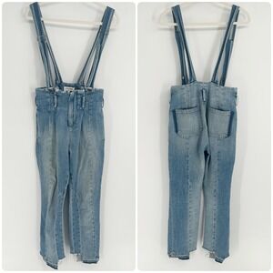 FRAME Womens Skyline Mix Denim Le Overalls Suspender Raw Hem Jeans Size 25